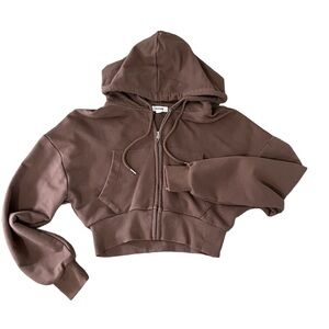 Garage xs brown cropped zip up